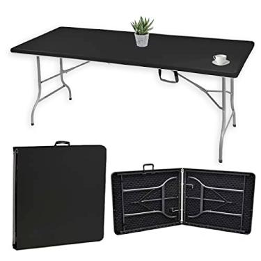 Imagem de BODEN Mesa Maleta Portátil, Dobrável, Retangular, Com Alça, Suporta até 150 kg, 1,80 Metros, Ambientes Internos e Externos, Polietileno e Aço, Preta.