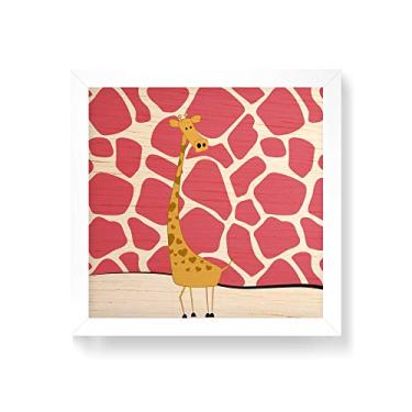 Imagem de Arte Maníacos Quadro decorativo com moldura caixa branca em Madeira - Girafinha - 30x30cm