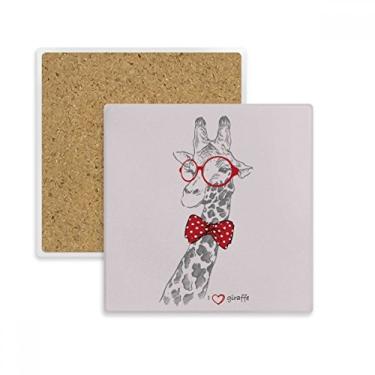Imagem de Porta-copos de girafa bonito quadrado, porta-copos para caneca subplaca suporte isolante pedra