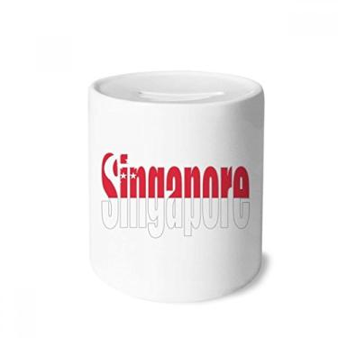 Imagem de DIYthinker Caixa de moedas de cerâmica com nome da bandeira de Singapura