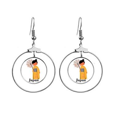 Imagem de Brincos tradicionais japoneses femininos com código de vestimenta pendentes e argola