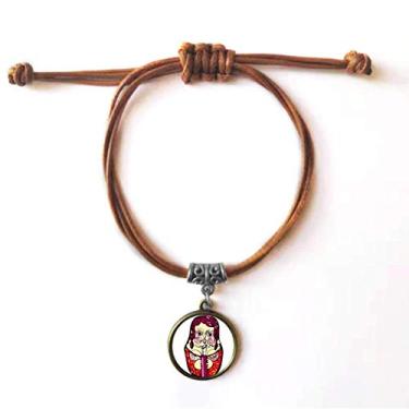 Imagem de DIYthinker Boneca russa russa aninhada pulseira feminina couro esconder corda pulseira marrom joia presente