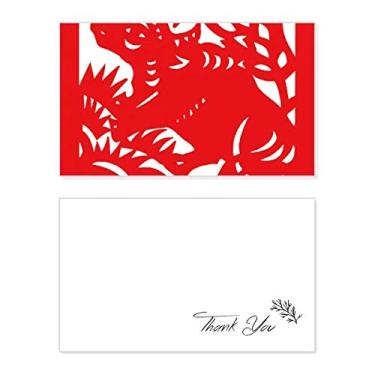 Imagem de Papel cortado em papel Ox Animal China Zodíaco Cartão de agradecimento aniversário saudações casamento agradecimento