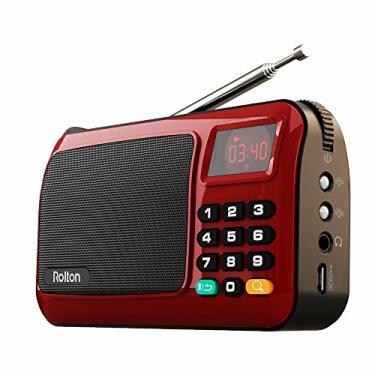 Imagem de Rolton W405 Mini alto-falante portátil rádio FM leitor de música cartão TF para PC iPod Phone com tela LED (vermelho)