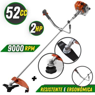 Imagem de Aparador de Grama Á Gasolina Tekna RL520AC TK 52cc Com KIT Completo de Multifunções de Corte Faca 3 Pontas, Faca 2 Pontas e Carretel Fio Nylon