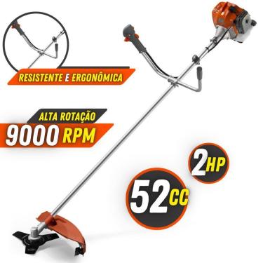 Imagem de Podador de Grama Á Gasolina Tekna RL520ACN-TK 2T 52 Cilindradas Alta Potência 2HP Alta Rotação 9000rpm Com Carretel Fio Nylon e Faca 3 Pontas