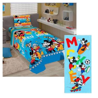 Imagem de Kit Quarto Mickey Mouse Disney Jogo De Cama E Toalha