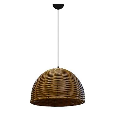 Imagem de Lustre Luminária Pendente de Junco - Modelo Meia Bola (Areia)