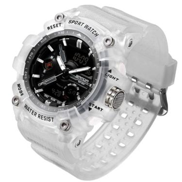 Imagem de Relógio De Pulso Masculino Esportivo De Quartzo Dual Display Digital A Prova D´agua Branco