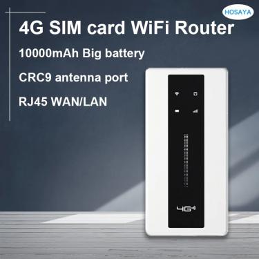 Imagem de Roteador WiFi portátil  4G Cartão SIM  10000mAh Grande Bateria  Lte Modem  Bolso de Viagem  Mifi