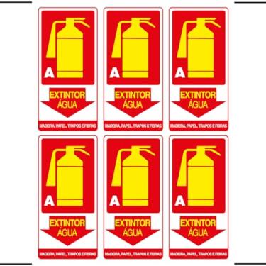 Imagem de Combo 6 Placas De Sinalização Extintor A Água Madeira, Papel, Trapos E Fibras 15X30 Ekomunike - X-702 F9e