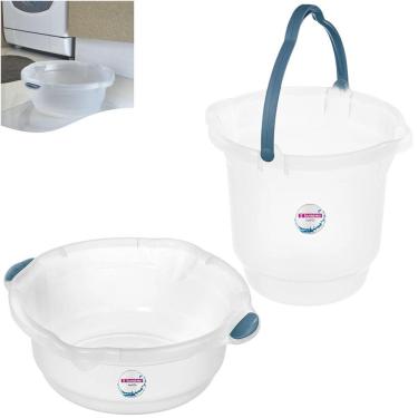 Imagem de Kit Balde 12 Litros Bacia Plástica Para Limpeza Casa Lavanderia - Sanremo