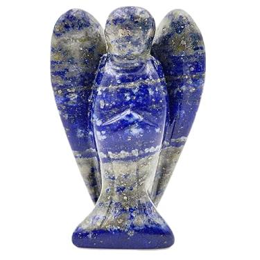 Imagem de Earth Therapy Anjo da guarda de bolso com cartão de oração de serenidade - Cura de cristal natural lápis-lazúli azul - presente para você e seus entes queridos