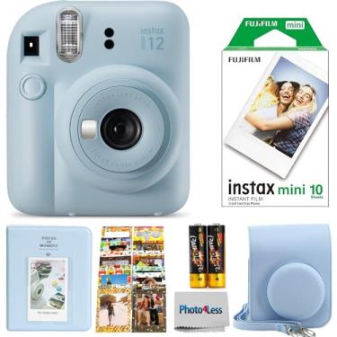 Imagem de Fujifilm Câmera Instax Mini 12 Instant Film (Azul Pastel) + Pacote Único Fuji - 10 Impressões Capa Protetora Azul Álbum de Fotos Pacote Adesivos de Viagem!