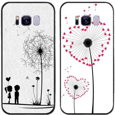 Imagem de 2 peças de capa de telefone traseira de silicone em gel TPU impresso amante de dente-de-leão para Samsung Galaxy (Galaxy S8)