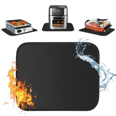 Imagem de Boribim Tapete de grelha para churrasqueira ao ar livre, tapete de grelha resistente ao calor de 38 x 45 cm para churrasqueira ao ar livre, tapete de grelha dupla face à prova de fogo para proteger a mesa de grelha ao ar livre, tapete de churrasco à prova de água e à prova de óleo (1,2 mm)