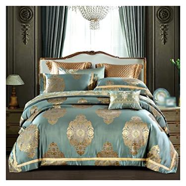 Imagem de Jogo de cama de casamento conjunto de lençóis de 4 peças colcha fronha de cetim (cor: D, tamanho: 1,4 * 1,8 m) (D 1,4 * 1,8 m)