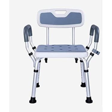 Imagem de Cadeiras de chuveiro para idosos com braços e banco traseiro para chuveiro, assentos de chuveiro antiderrapantes com altura ajustável, auxiliares de chuveiro para deficientes e adultos, peso