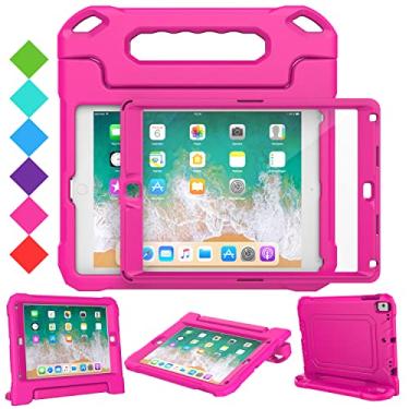Imagem de SUPLIK Capa infantil para iPad 5ª/6ª geração (9,7 polegadas, 2017/2018), iPad Air 1, Air 2 e Pro 9,7 com protetor de tela, capa protetora durável à prova de choque com suporte, rosa