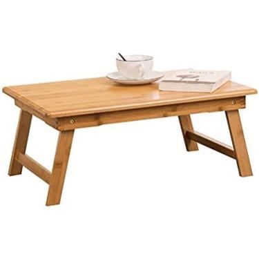 Imagem de Mesa pequena dobrável de bambu mesa de centro estilo japonês mesa baixa bebendo chá/janela saliente/tatami/ao ar livre/cama computador jantar,Como mostrado,80x40x34cm