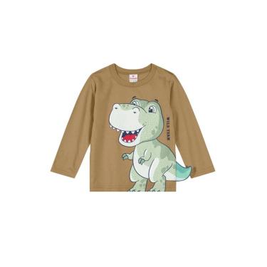 Imagem de Infantil - Camiseta Dinossauro Em Malha Menino Marrom Brandili Incolor  menino