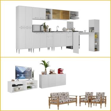 Imagem de Kit Casa Completa Armário Cozinha/Rack TV 75"/Aparador/Jogo Sofá Multimóveis CR60010