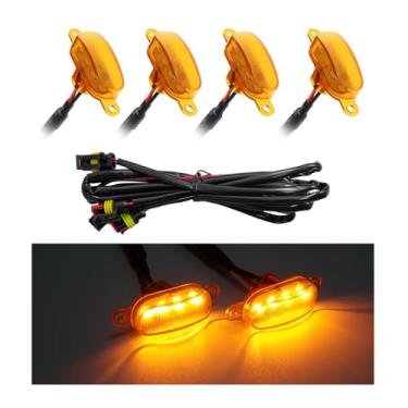 Imagem de Sylvil 4 peças de luz de grade dianteira do carro, luzes de LED brilhantes com chicote de fiação, lâmpada de aviso decorativa à prova d'água para F150 F250 F350, acessórios externos para carro