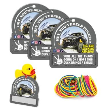 Imagem de You've Been Ducked Tag Ducking Tags, Grey Je-p Duck Toc, Ducking Game Card, Pacote com 35 etiquetas de pato, 35 faixas de borracha coloridas tamanho de carta de 5,2 x 5,4 cm, com furo redondo e elásticos