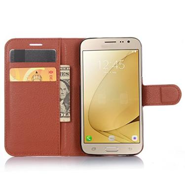 Imagem de Capa para Samsung Galaxy J2 Pro – Capa carteira flip de couro PU para Samsung Galaxy J2 Pro, capa de proteção de telefone estilo empresarial, capa com [compartimentos para dinheiro e cartão] (JFC8-4)
