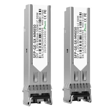 Imagem de Pacote com 2 transceptores LC multimodos 1.25G SFP 1000Base-SX, MMF de 850 nm, alcance de 550 m - Compatível com Cisco SFP-GE-S, Meraki MA-SFP-1GB-SX, Ubiquiti UF-MM-1G, Mikrotik, TP-Link, Netgear,