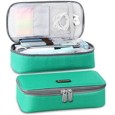 Imagem de Homecube Capacious estojo de lápis grande bolsa de armazenamento bolsa de armazenamento caixa organizador de mesa com zíper grande estojo de papelaria para escola e material de escritório - verde