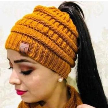 Imagem de Touca Inverno Gorro de Lã Feminina Com Furo Para Rabo De Cavalo - Supr
