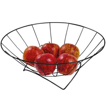 Imagem de Fruteira de Mesa Redonda para Bancada Preta Organização Decoração Cozi
