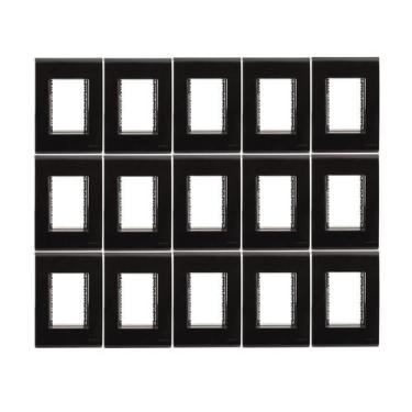 Imagem de Kit 15 Placa 4x2 3 Postos Preto Liz  Tramontina