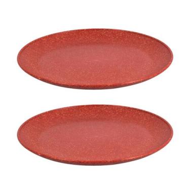 Imagem de 2 UN Prato Lanche Sobremesa Redondo Durável 20cm Vermelho - EVO