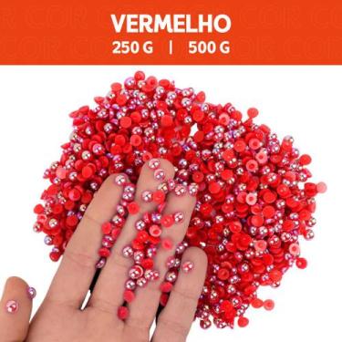 Imagem de Meia Pérola Irisada Vermelho - 122 - Pacote com 500/250 Gramas  - 06 m