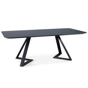 Imagem de Mesa Sala de Jantar 8 Lugares 218cm Tampo de Vidro Efron Preto G13 - G