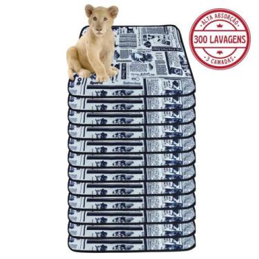 Imagem de Kit com 12 Fraldas de Câes p/Chão 70x50 Jornal 300 Lavagens - 3 Camada