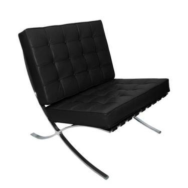 Imagem de Poltrona Barcelona Base Inox Couro Natural Legitimo - Decorato Móveis,