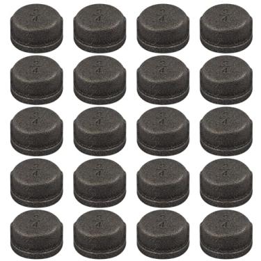 Imagem de Niubid Pacote com 20 tampas de tubo de ferro fundido maleável de 1,27 cm, flanges de tubos industriais para tubos e conexões pretas roscadas, estilo vintage industrial Steampunk DIY.
