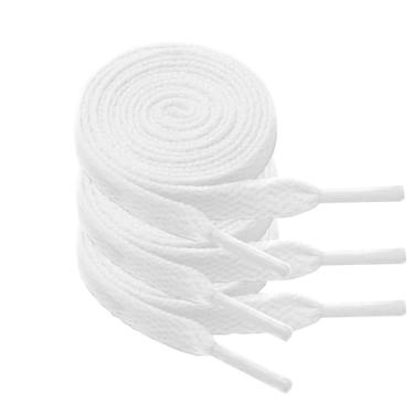 Imagem de Kotii 3 pares de cadarços planos para tênis, cadarços coloridos para botas de corrida atléticas, cordas para crianças e adultos, Branco, branco e branco, 32inch(80cm)
