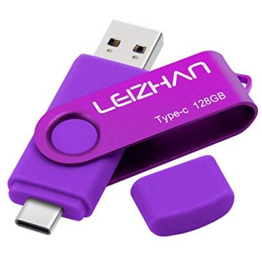 Imagem de Leizhan Tipo-C USB Flash Drive 256 GB 128 GB 64 GB 32 GB, USB C Phone Picture Stick 3.0 para HTC 10, Huawei P20, Samsung Galaxy S10, S9, Note 9, S8, S8 Plus, Roxa, 128GB(Type-C&USB 3.0)