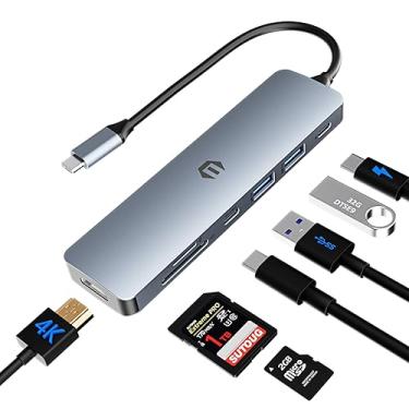 Imagem de Hub USB C, estação de ancoragem TOTU USB C, estação de ancoragem com adaptador multiportas HDMI, hub USB C, 100W PD, 2 USB 3.0, USB C 3.0, dock SD/TF para dispositivos tipo C