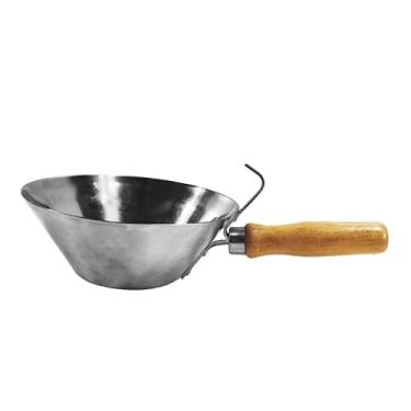 Imagem de Ｂｅｓｇａ Balde de aço Inoxidável, Conchas, Ferramenta para Ladrilhos com Cabo de Madeira, Concha de água, Colher de água, Ferramenta para Drywall, Gesso, Argam