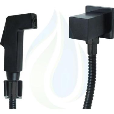 Imagem de Ducha Higiênica Quadrada Metal Para Banheiro Lavabo 1/4 De Volta Black