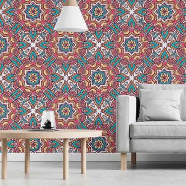 Imagem de Papel de Parede Adesivo Indiano Colorido N03036 0,58X2,5M - Adesivo BR