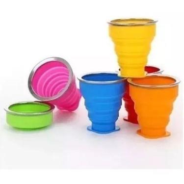 Imagem de Kit 10 Copos Dobrável Retrátil De Silicone 200ml - Não Informada, Bran