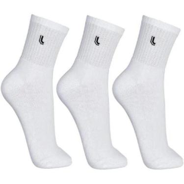 Imagem de Meia Lupo Sport Cano Médio C/ 3 Pares - Branca, 37/40, Branco