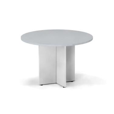 Imagem de Mesa Reunião Redonda Pé Painel P25 Pandin 1,10 M Cinza e Branco