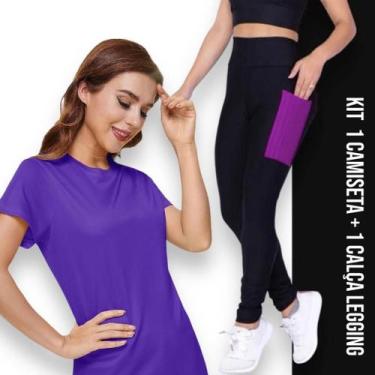 Imagem de Conjunto camiseta Blusinha DRY FIT + Calça LEGGING BOLSOS Femininos Ac